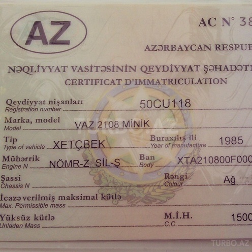 LADA (VAZ) 2108 1985, 968,520 km - 1.5 l - Bakı