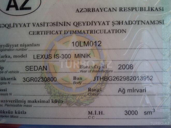 Lexus IS 300 2008, 112,000 km - 3.0 l - Bakı
