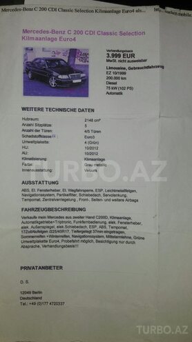 Mercedes C 220 2000, 254,178 km - 2.2 l - Bakı