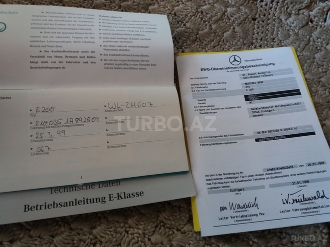 Mercedes E 200 1999, 185,000 km - 2.0 л - Gəncə