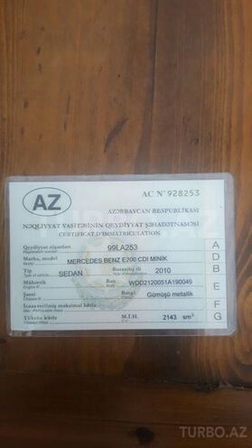 Mercedes E 220 2010, 210,000 km - 2.2 л - Bakı
