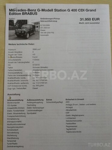 Mercedes G 400 2006, 126,000 km - 4.0 l - Bakı