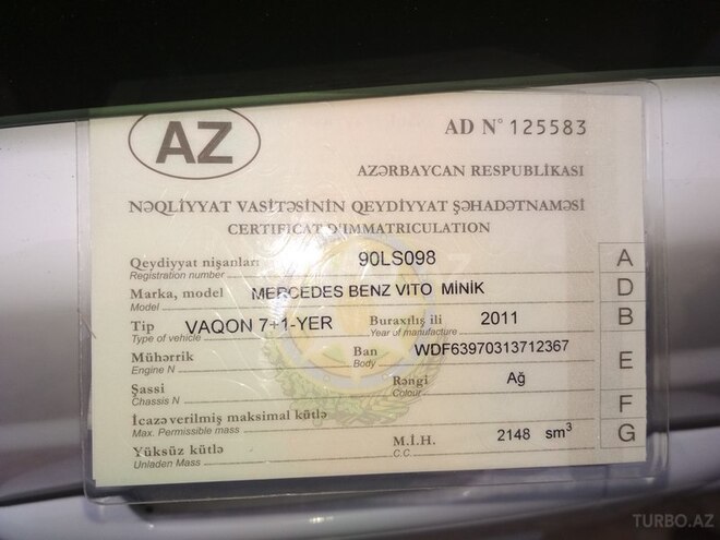 Mercedes Vito 2011, 180,000 km - 2.2 l - Bakı