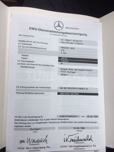 Mercedes E 240 1998, 233,000 km - 2.4 l - Bakı