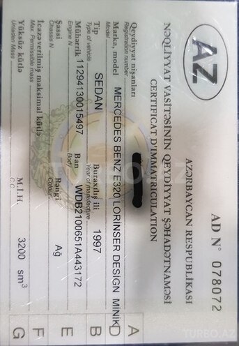 Mercedes E 320 1997, 250,000 km - 3.2 l - Bərdə