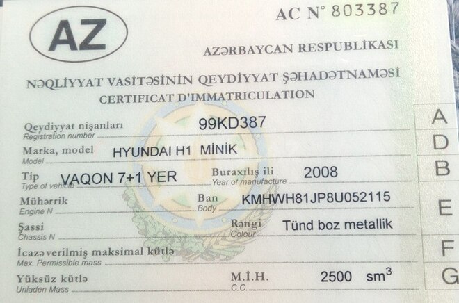 Hyundai H-1 2007, 278,000 km - 2.5 l - Bakı