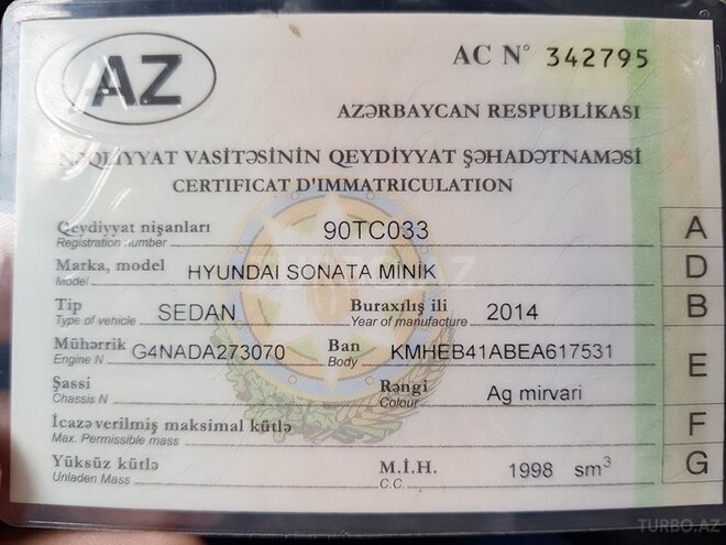 Hyundai Sonata 2014, 119,500 km - 2.4 l - Bakı