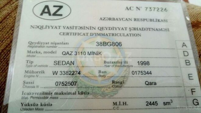 GAZ 3110 1998, 315,247 km - 2.5 l - Qusar