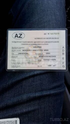 Mercedes Vaneo 2003, 190,000 km - 1.7 l - Sumqayıt
