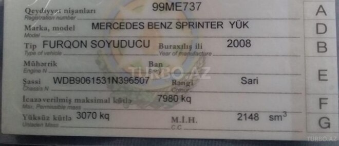 Mercedes Sprinter 316 2008, 230,000 km - 2.2 l - Zaqatala