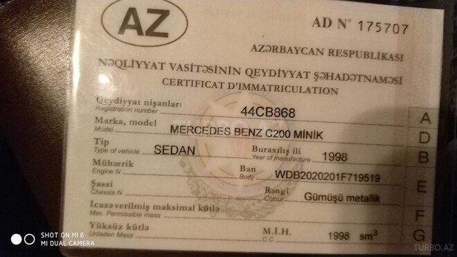 Mercedes C 200 1998, 224,000 km - 0.2 l - Masallı