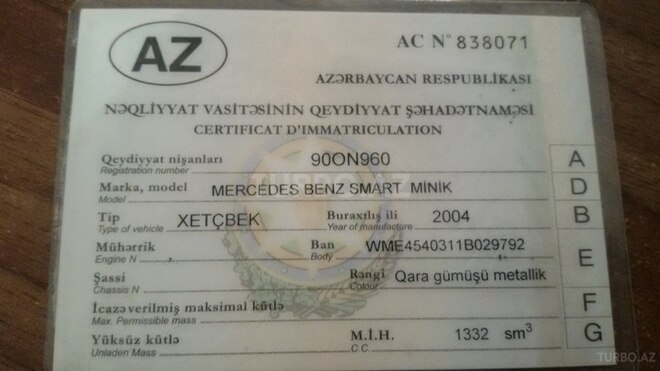 Smart Forfour 2004, 156,200 km - 1.3 l - Bakı