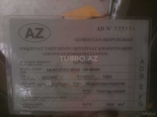 Mercedes 190 1991, 200,000 km - 0.2 l - Gəncə