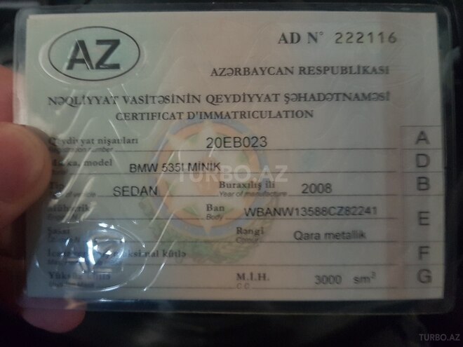BMW 535 2008, 136,000 km - 3.0 l - Gəncə