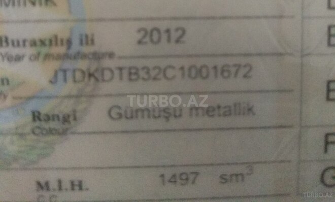 Toyota Prius C 2012, 95,000 km - 1.5 l - Bakı