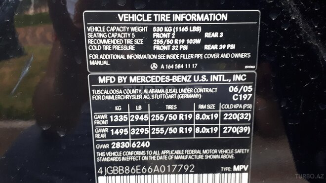 Mercedes ML 350 2006, 130,000 km - 3.5 l - Bakı