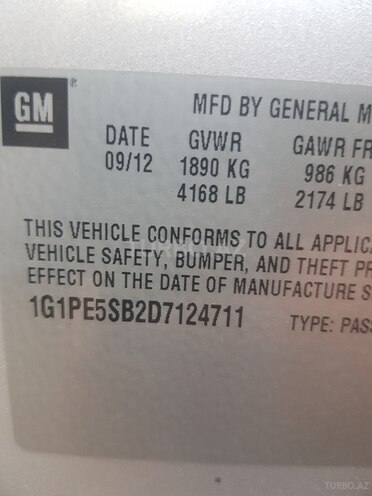 Chevrolet Cruze 2012, 120,000 km - 1.4 l - Bakı