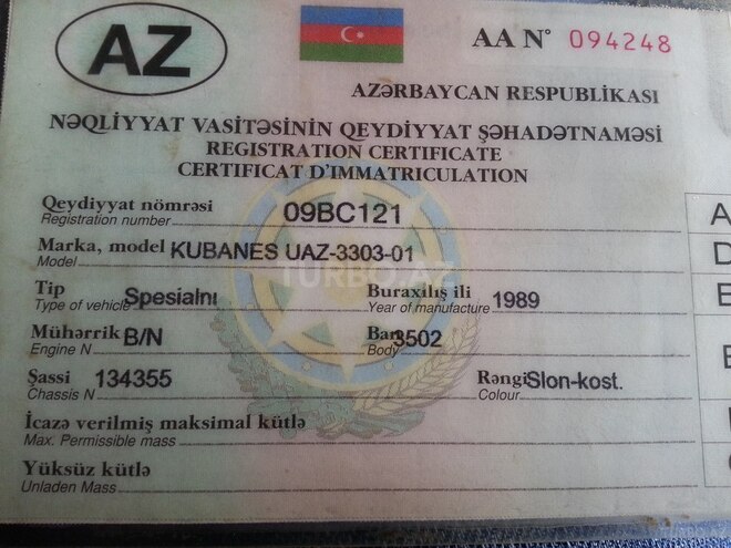 UAZ 3303 1989, 146,000 km - 0.2 l - Şəki