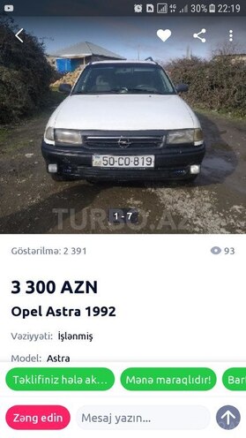 Opel Astra 1993, 313,000 km - 1.7 л - Bakı