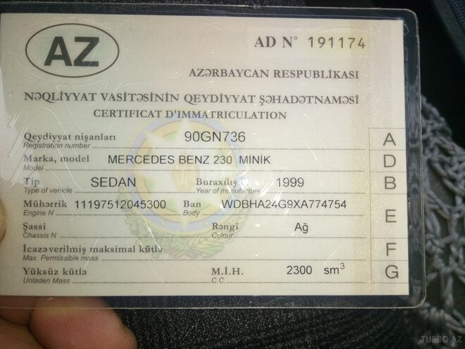 Mercedes C 230 1999, 278,252 km - 2.3 l - Tərtər