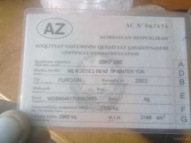 Mercedes Sprinter 313 2003, 200,000 km - 2.2 l - Bakı