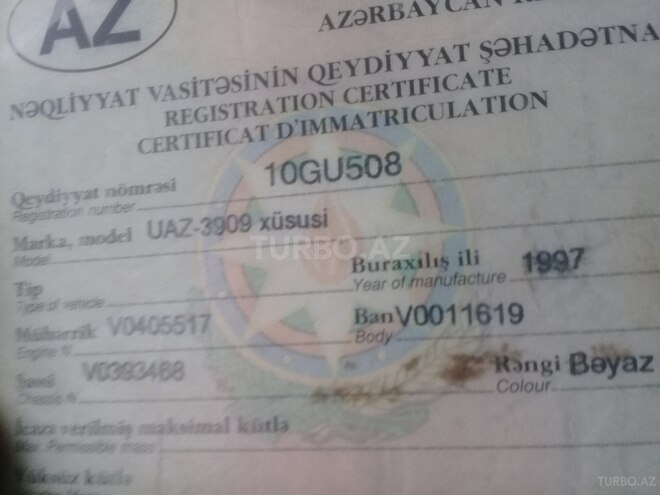 UAZ 390995 1997, 0 km - 2.1 l - Qusar