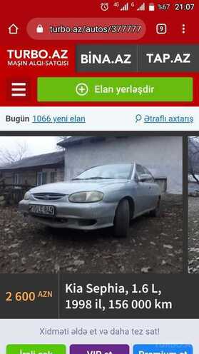Kia Sephia 1998, 156,000 km - 1.6 l - Qəbələ