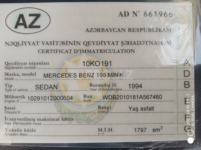 Mercedes 190 1994, 23,620 km - 2.0 л - Bakı