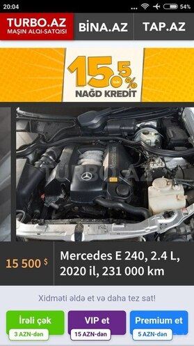 Mercedes E 240 2000, 231,000 km - 0.2 l - Şəmkir