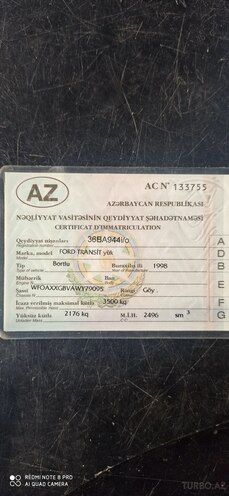 Ford Transit 1998, 160,566 km - 2.5 l - Qəbələ