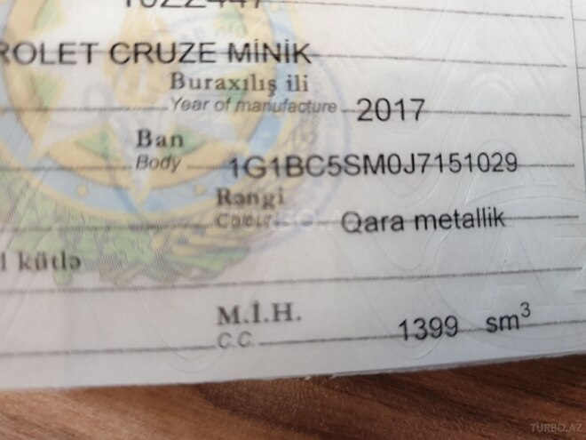Chevrolet Cruze 2017, 34,000 km - 1.4 l - Bakı