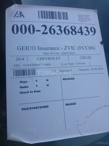 Chevrolet Cruze 2013, 64,000 km - 1.4 л - Bakı