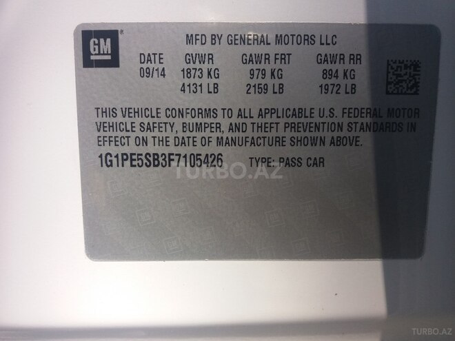Chevrolet Cruze 2014, 107,900 km - 1.4 l - Bakı
