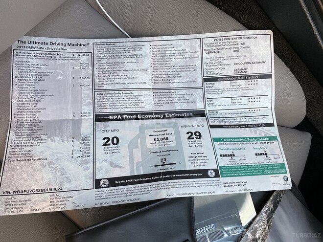 BMW 535 2012, 164,000 km - 3.0 l - Bakı