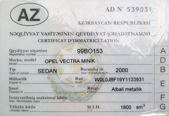 Opel Vectra 2000, 320,000 km - 1.8 l - Bakı