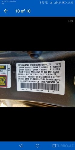 Honda Insight 2012, 127,138 km - 1.3 l - Bakı