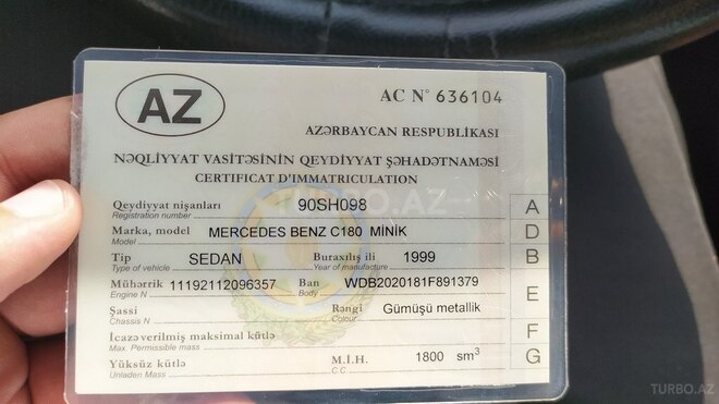 Mercedes C 180 1999, 397,425 km - 1.8 l - Bakı