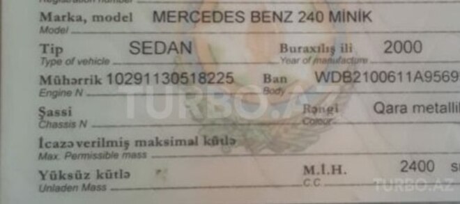 Mercedes E 240 2000, 246,000 km - 2.4 л - Bakı