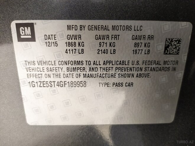 Chevrolet Malibu 2015, 66,000 km - 1.5 l - Bakı