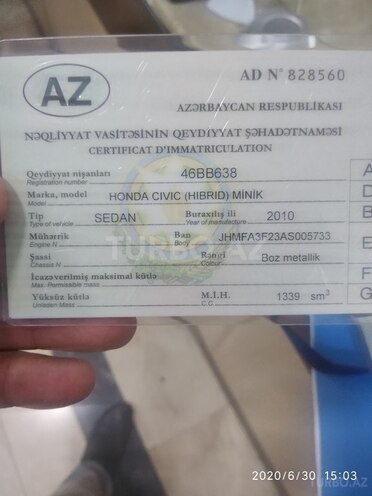 Honda Civic 2010, 255,850 km - 1.3 л - Gəncə