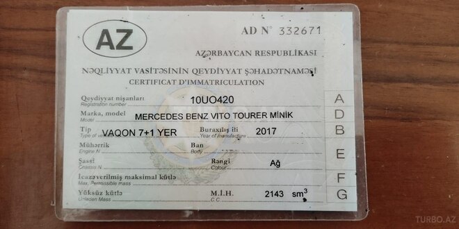 Mercedes Vito 2017, 102,380 km - 2.2 l - Bakı