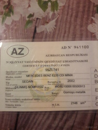 Mercedes E 220 2002, 345,000 km - 2.2 l - Mingəçevir