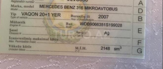 Mercedes Sprinter 316 2007, 200,000 km - 2.5 l - Bakı