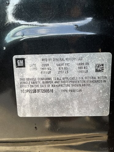 Chevrolet Cruze 2015, 107,500 km - 1.4 l - Bakı