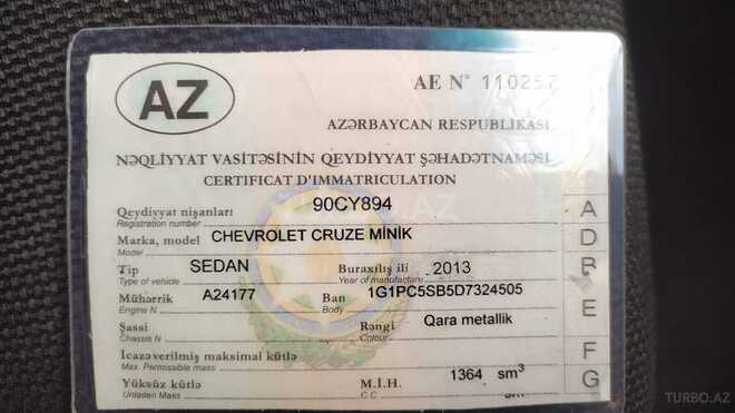Chevrolet Cruze 2013, 107,000 km - 1.4 л - Bakı