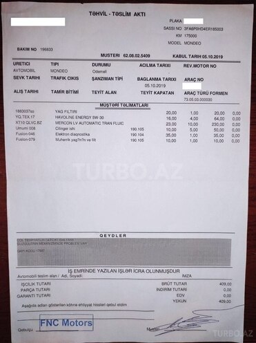 Ford Fusion 2013, 199,000 km - 1.5 л - Bakı