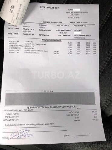 Ford Fusion 2013, 199,000 km - 1.5 л - Bakı