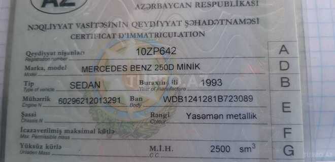 Mercedes E 250 1993, 750,000 km - 2.5 l - Bakı