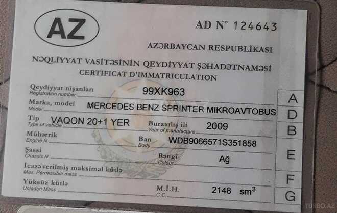 Mercedes Sprinter 515 2009, 765,000 km - 2.2 l - Bakı