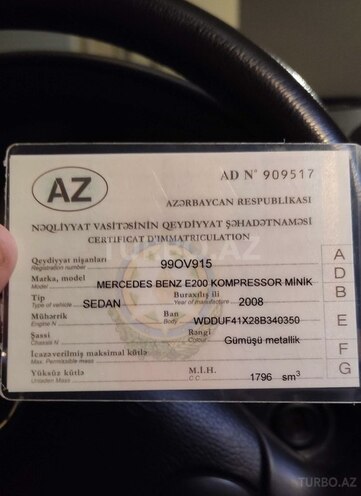 Mercedes E 200 2008, 165,000 km - 1.8 l - Bakı